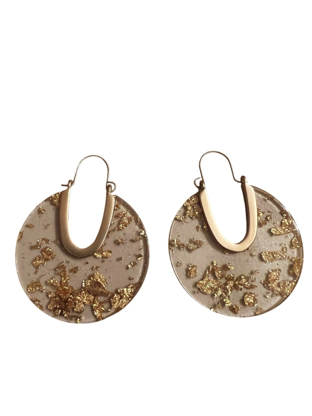 Gold Flake Neutral Resin Drop Earrings